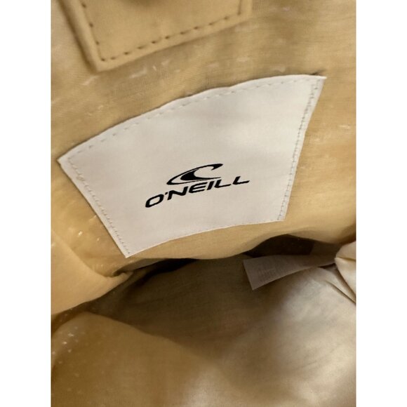 ONeill Womens Woven Straw Tote Bag Wooden Handles Beige/Navy/Brown Beach Design - Picture 5 of 7